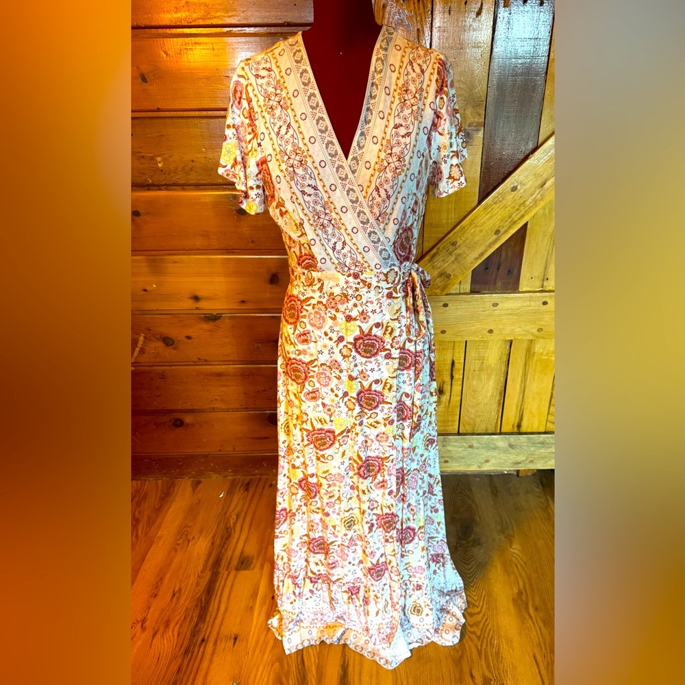 Bohemian Floral Wrap Maxi Dress
